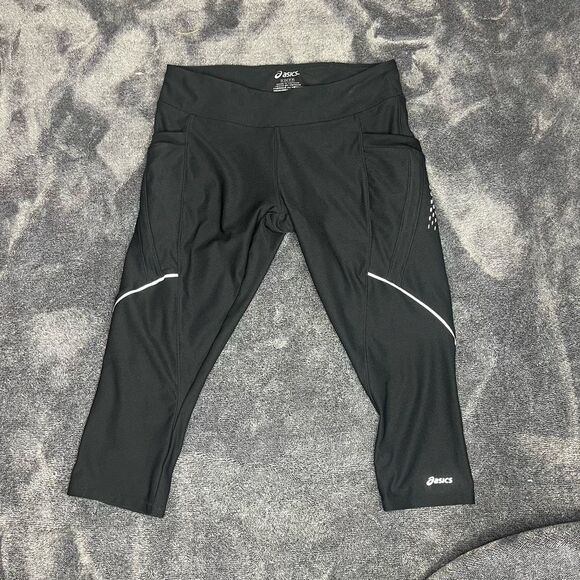 ASICS Women's Sz S Black Cropped Capri Athletic Leggings - Picture 2 of 4